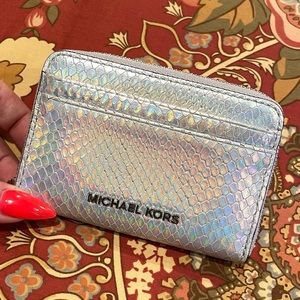 Iridescent Holographic Michael Kors Snake Print Wallet